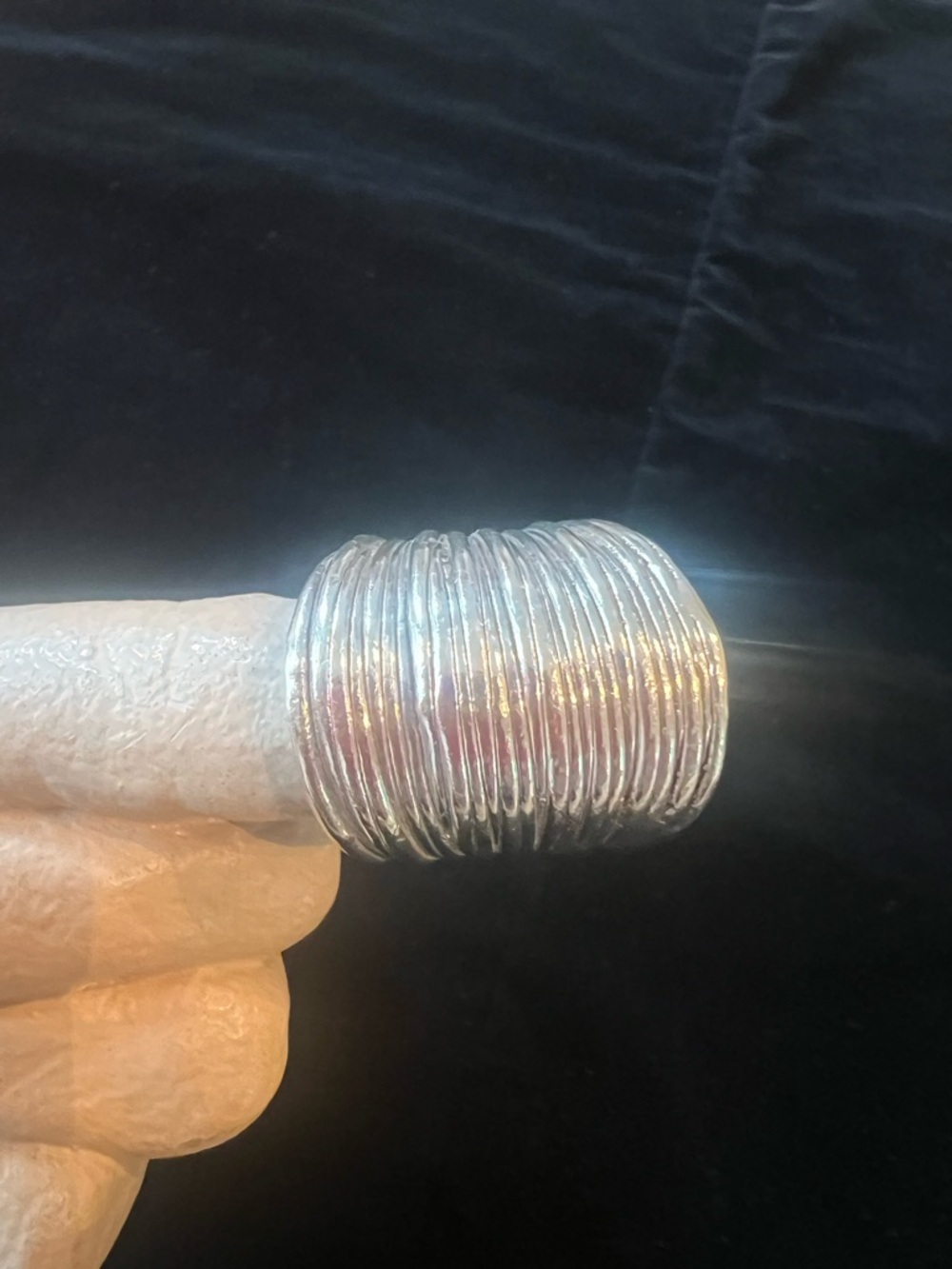 Silver Multi-Ring Ribbed Statement Ring - Women Jewelry